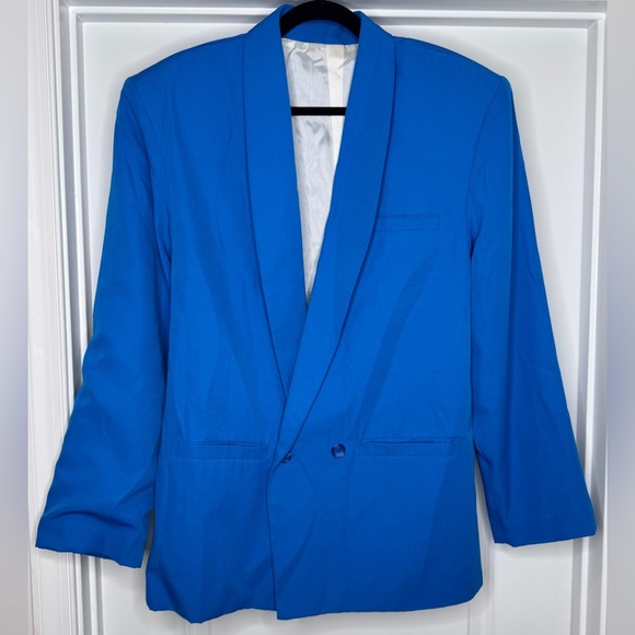 Retro Double Breasted Cobalt Blue Blazer, Sz Medium - Picture 1 of 5